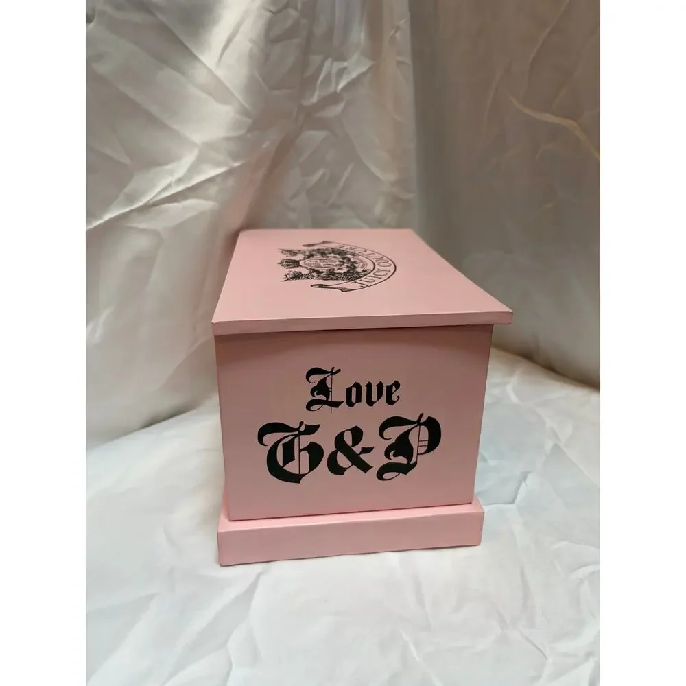 Vintage Juicy Couture Pink & Black Striped Jewelry Box